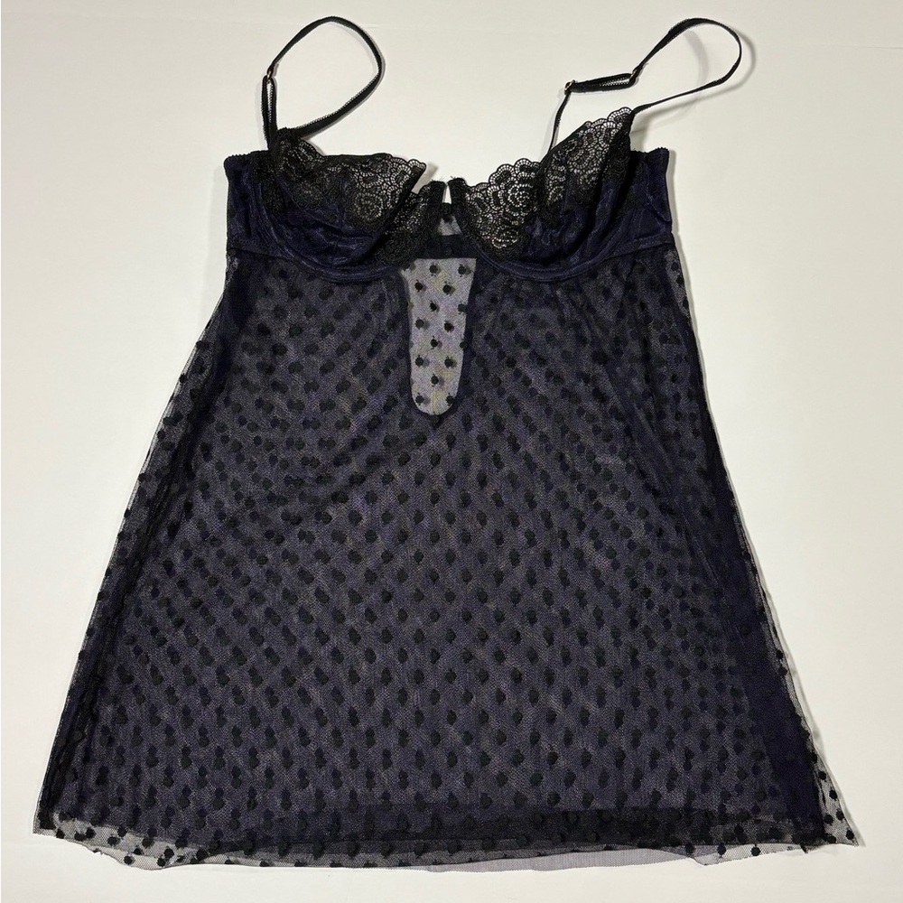 Victoria’s Secret Y2K Babydoll Purple Goth Polka Dot Sheer Lingerie Women’s 36C